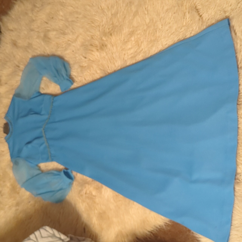 vintage 1970s formal gown, high mock neckline, empire waist, sheer sleeves‎
